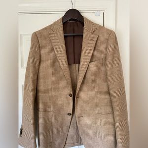 SuitSupply Havana 40R Sport coat Light Brown/Beige Check By Marling & Evans